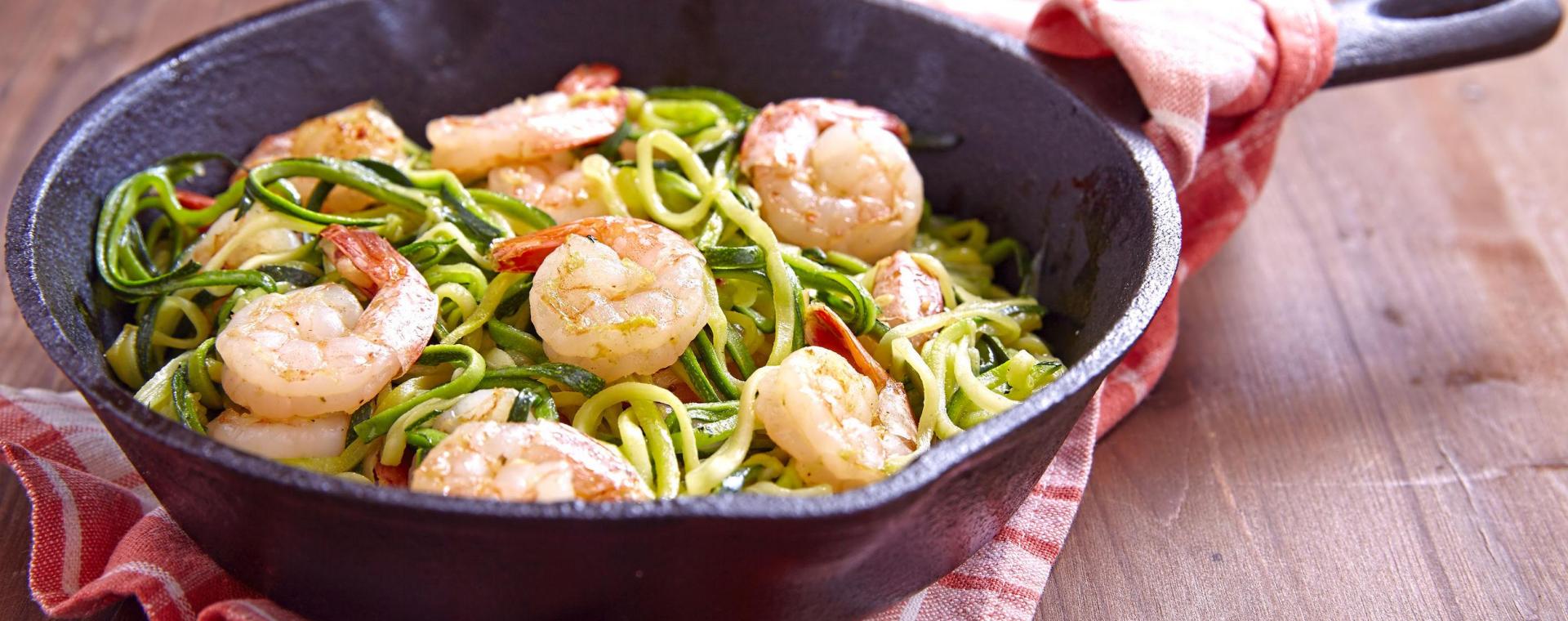 Zucchini Noodles with Garlic Prawn Atkins Low Carb Diet